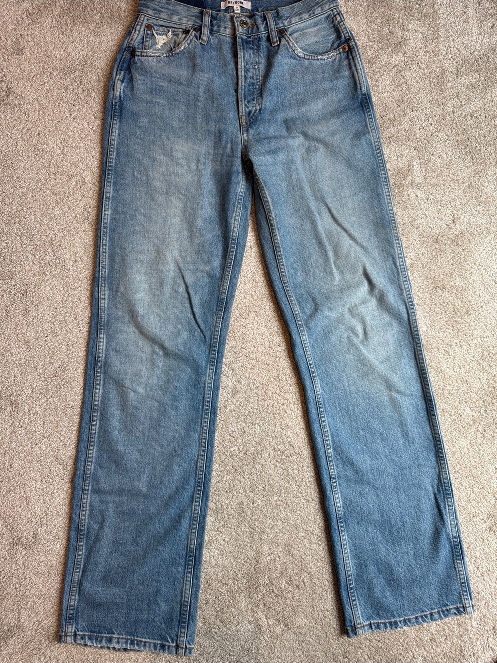Re/Done Women’s 90s High Rise Loose Jeans in Medium Blue Wash size 25